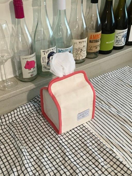 바이어스 티슈케이스 아이보리핑크 (정사각)