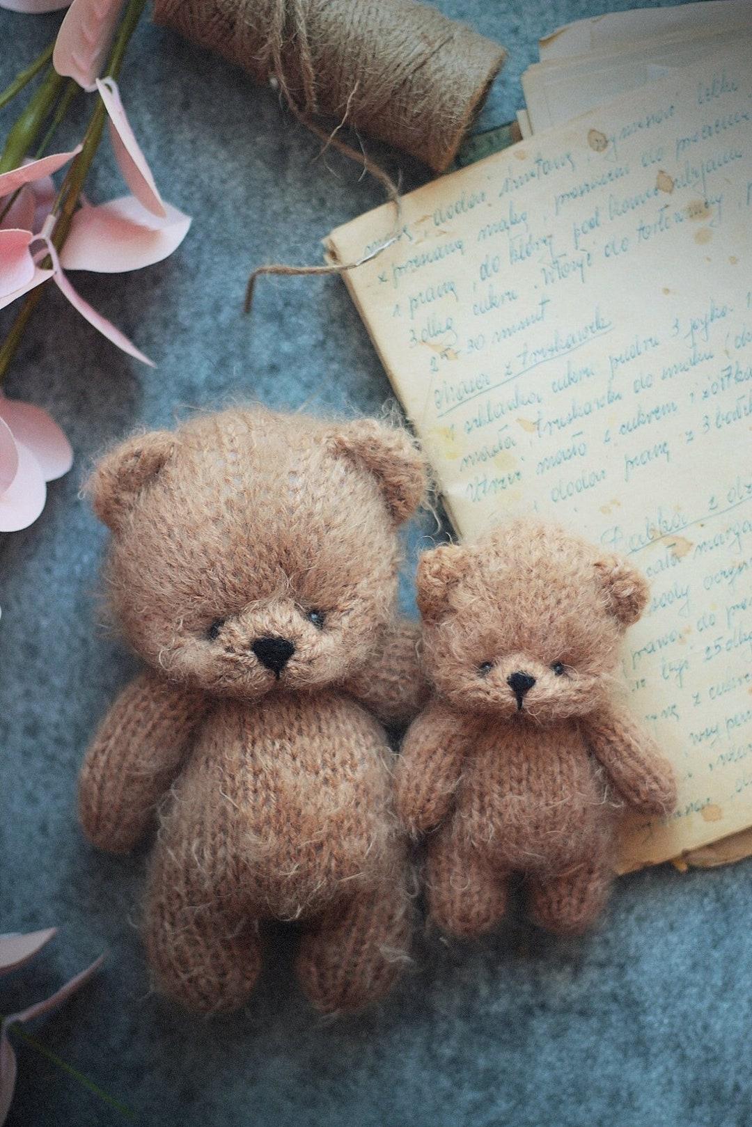 2 Cinnamon Teddy Bears knitting PATTERN, knitted animal toy 12 and 18cm 4.7 and 7 inch, 2pack