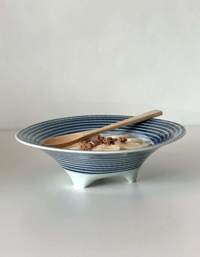 blue layered bowl(2 size) 블루 라인 삼발이 보울