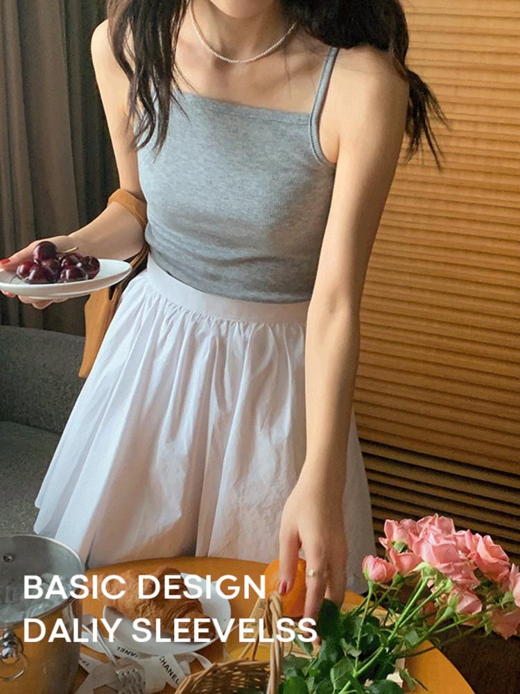 안나 봄 골지 끈 나시 슬리브리스(4color)