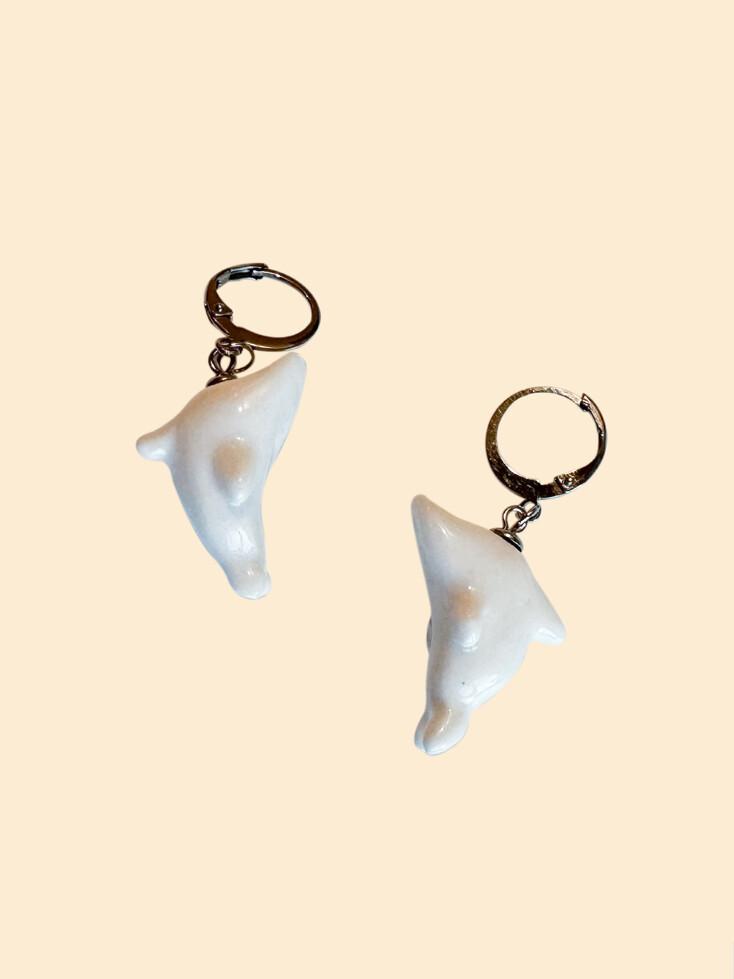 Dolphin Earrings White