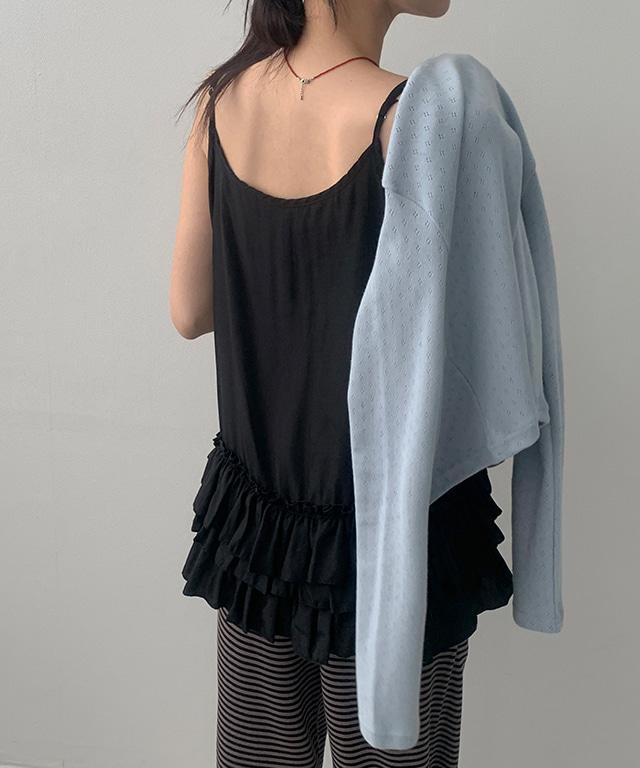 데일리쥬 젠오 프릴 레이어드 뷔스티에 나시 (끈조절 가능)