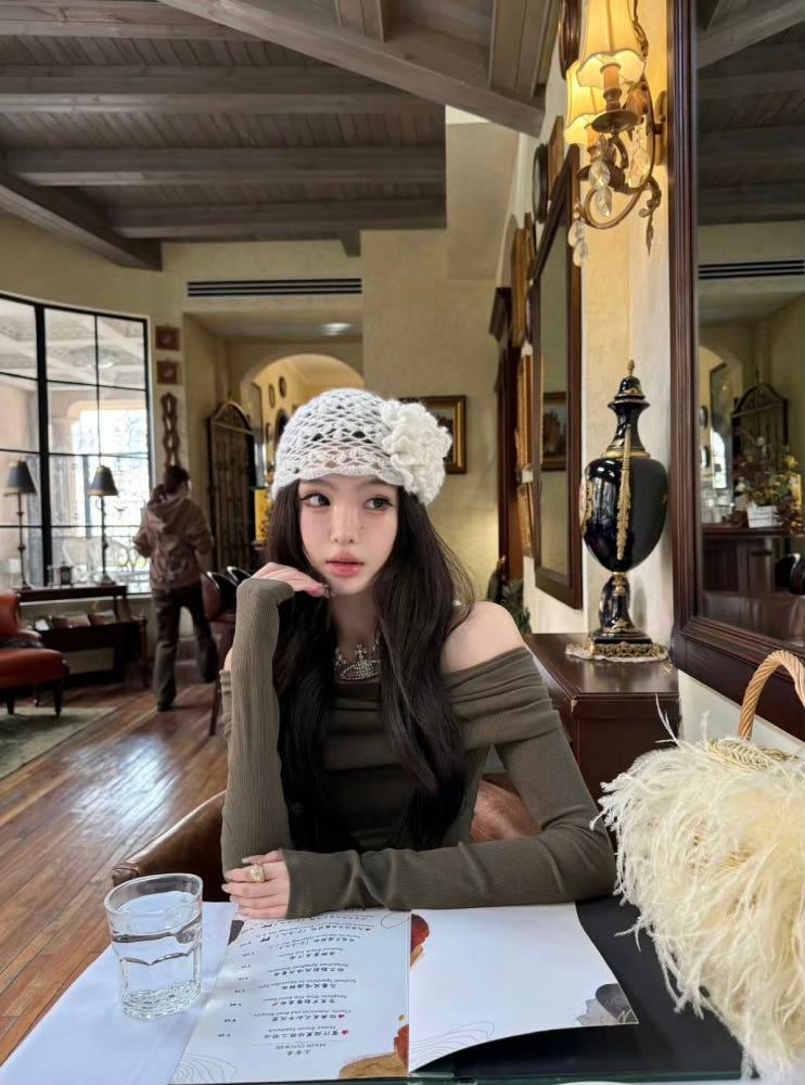 3color 원숄더 긴팔티셔츠 슬림핏 니트탑