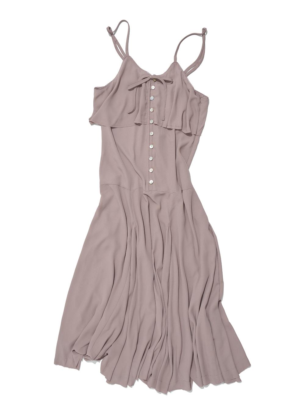 [WOMEN] RUFFLE LACE TRIM FLARE SLIP DRESS_BEIGE