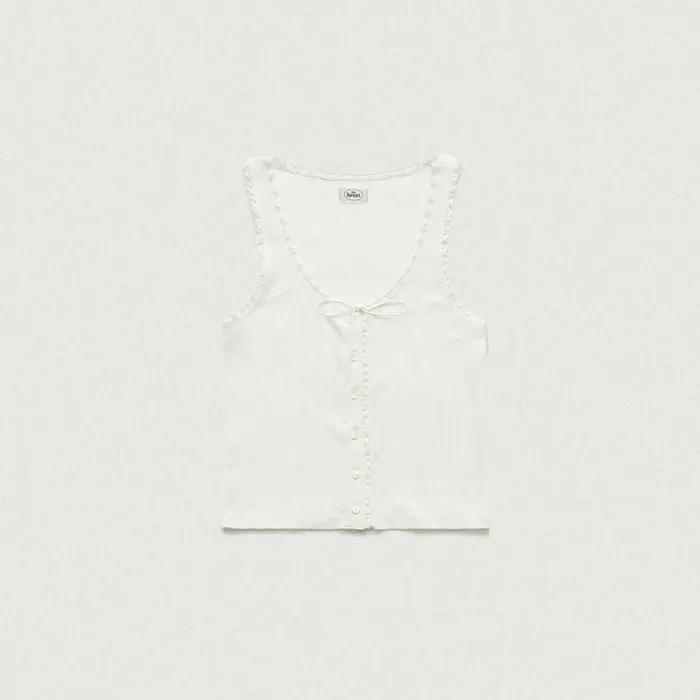 Ravioli Lace-Trim Tank Top_White