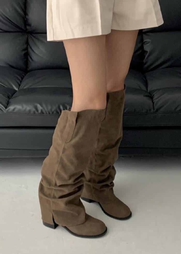 suede shirring long boots (2C/225-250)