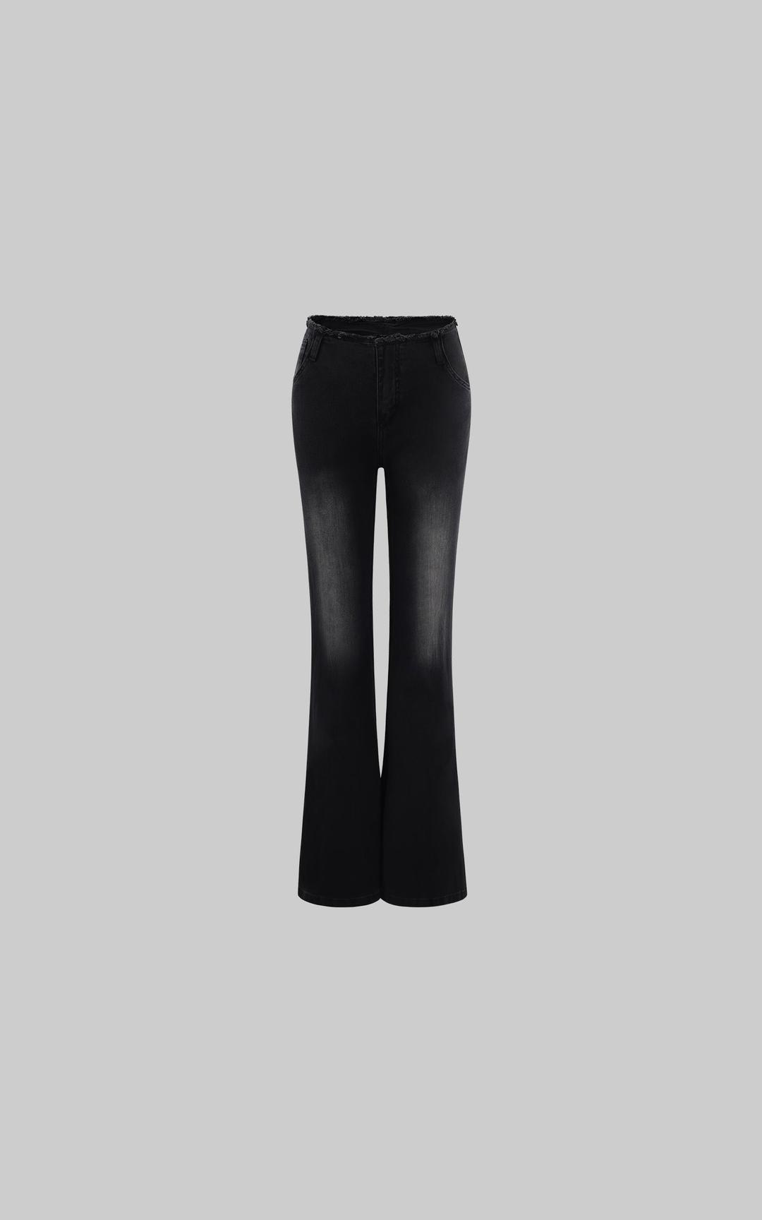 <tc>Rase le sol</tc> 페이디드 플레어 하이 라이즈 데님 팬츠