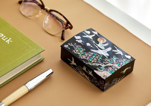 진주쉘 송학.비상(날아오르다)나전칠기 명함함 이영옥명장