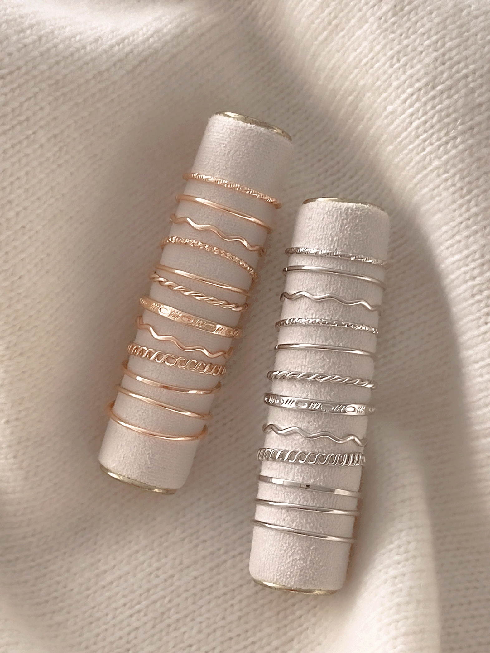 [12pcs]크리미 데일리 심플 실반지 레이어드 링 반지 세트(2color)