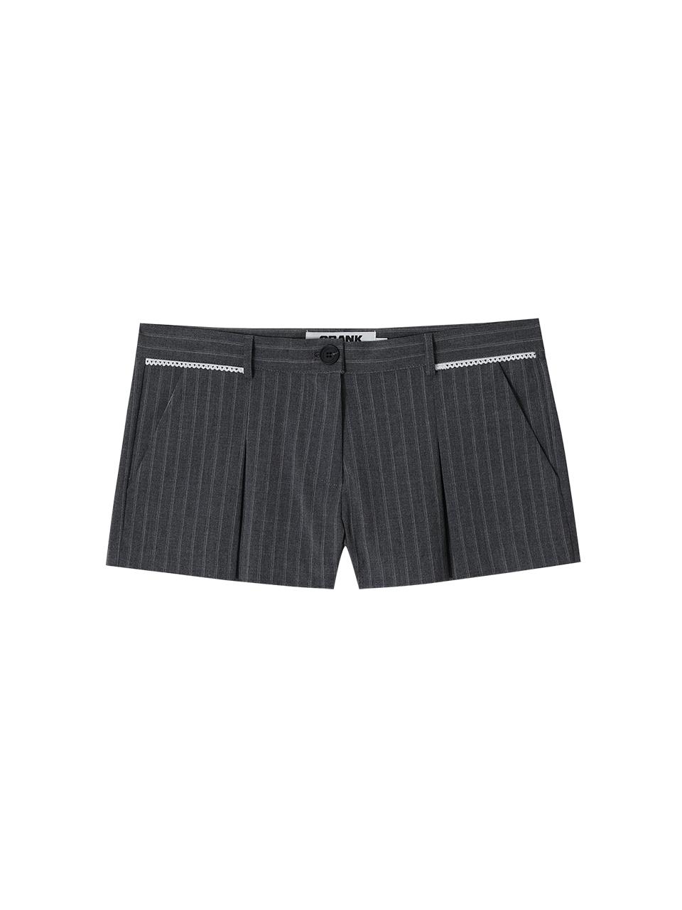 LACE PLEATS MICRO PANTS_GREY
