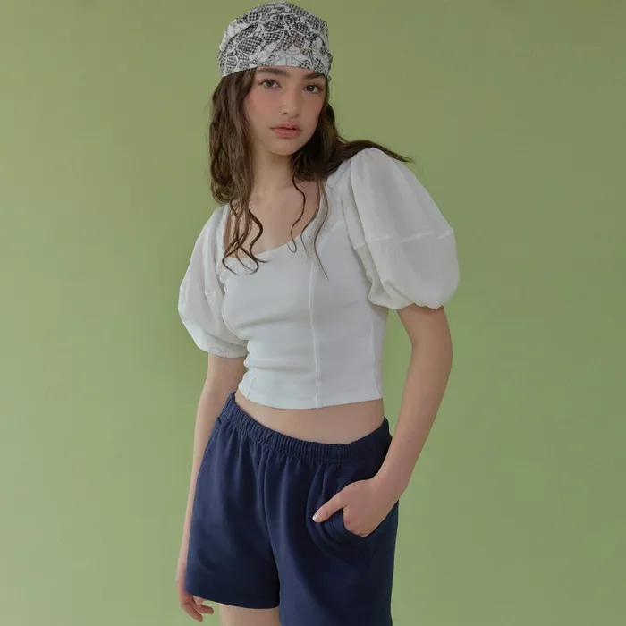 french puff top (white)