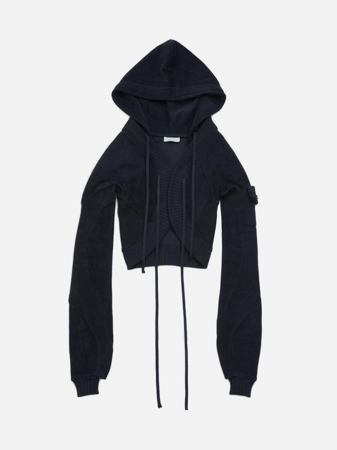 Y_ 후드 볼레로 - S / 검은색