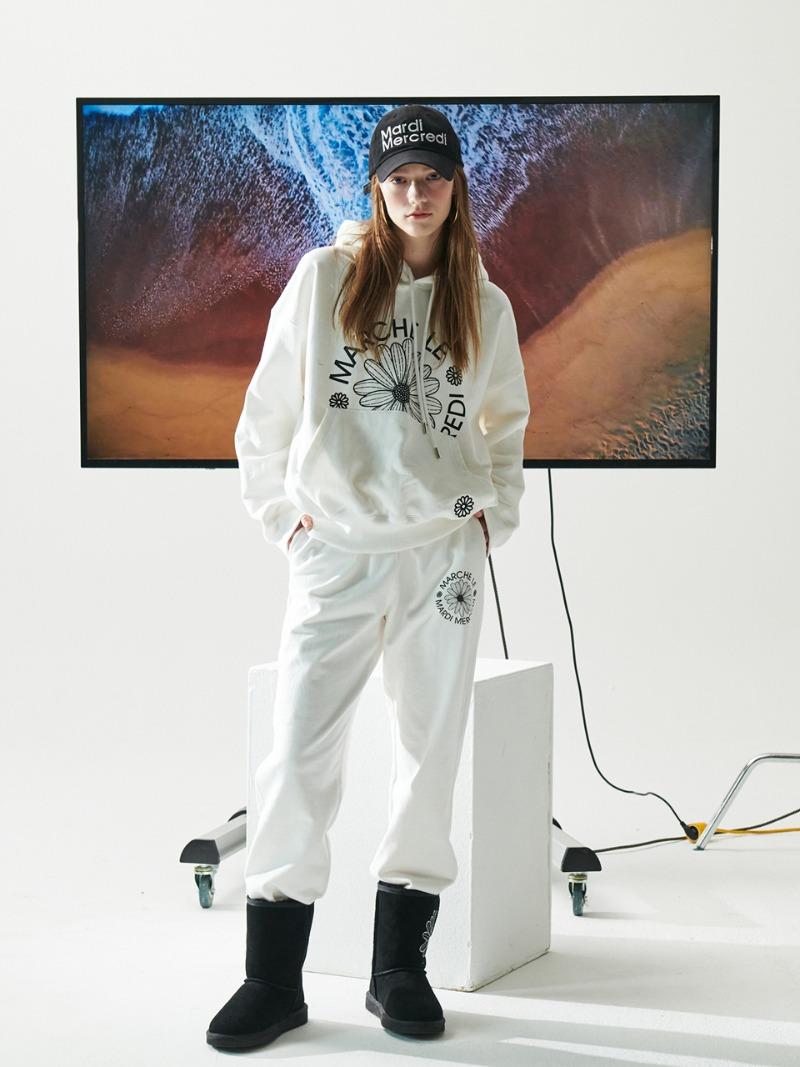 HOODY MARCHE LOGO_WHITE BLACK