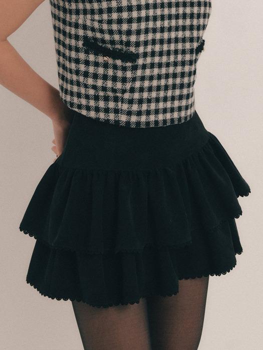 Suede Cancan Mini Skirt