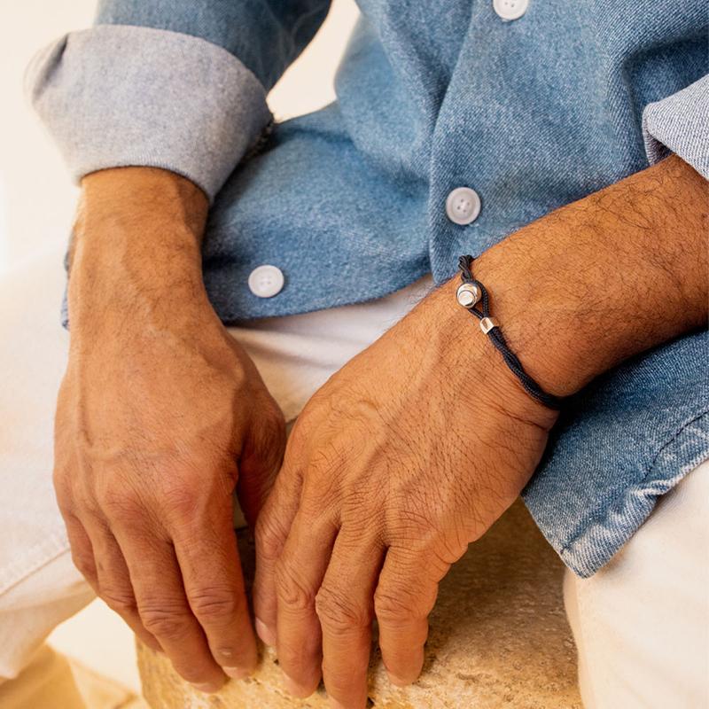 이지 에드 팔찌- 네이비&실버