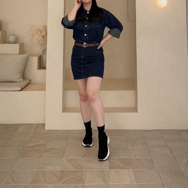 [당일발송/벨트SET] 마법의 데님 원피스 빅사이즈데님원피스 청원피스 미니원피스