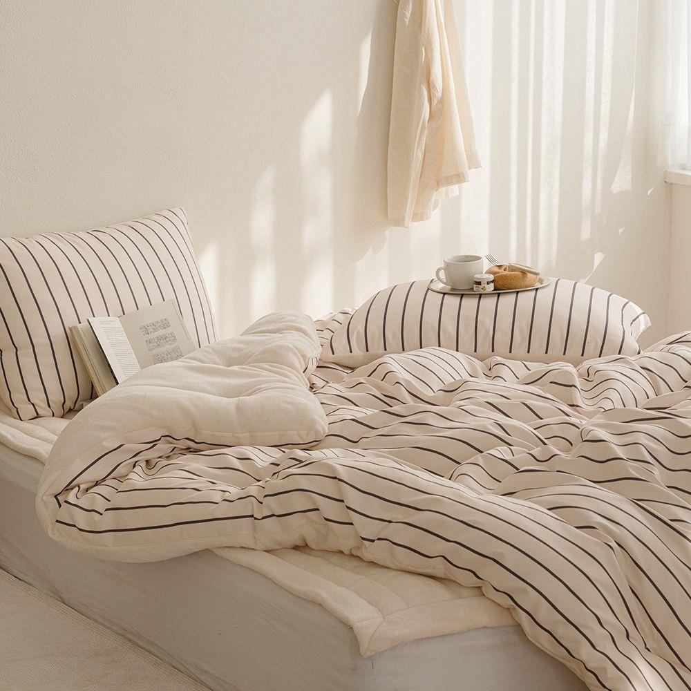스트라이프 리버서블 극세사 겨울 차렵이불 SS/Q