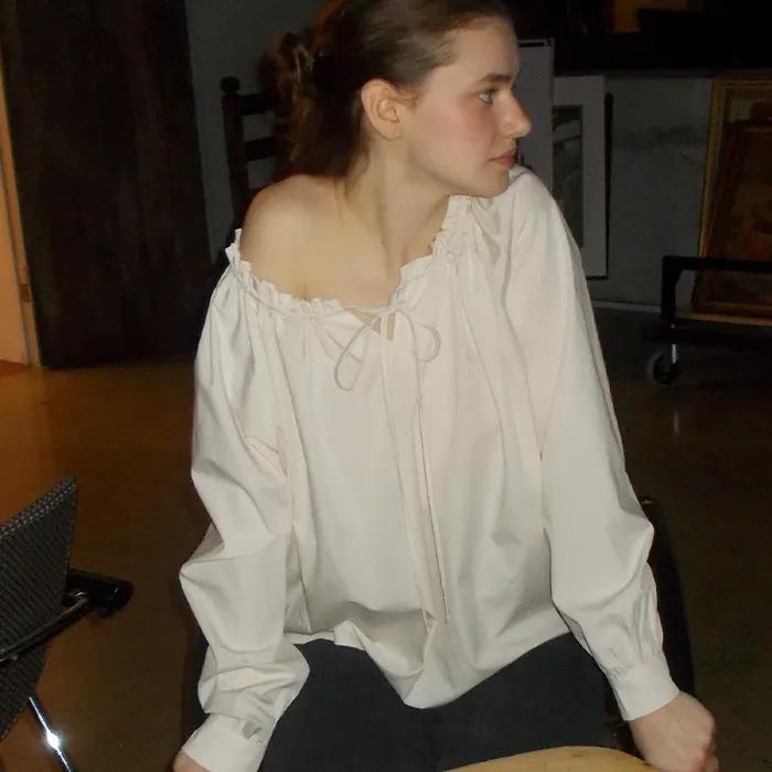 (2COLOR)SHIRRING STRING BLOUSE