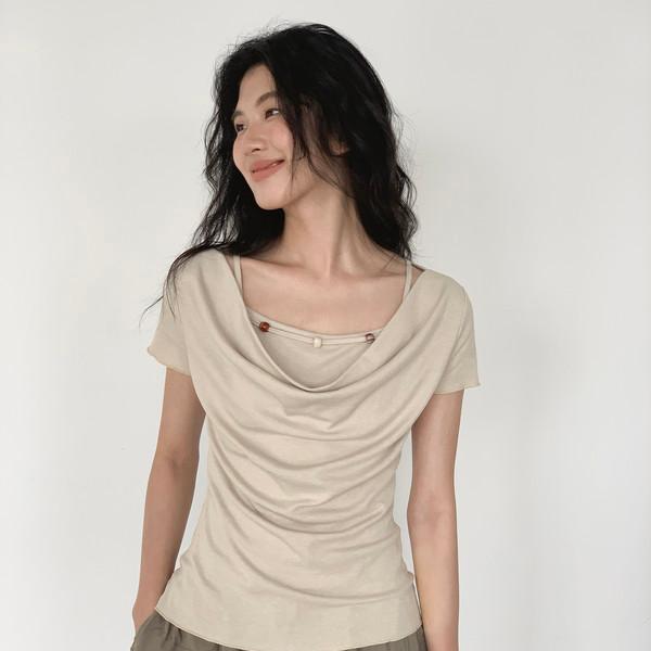 Bead Shirring T-Shirt