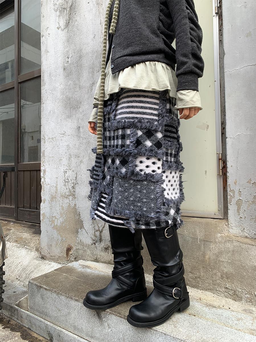 페인티드우드 Patch pattern skirt