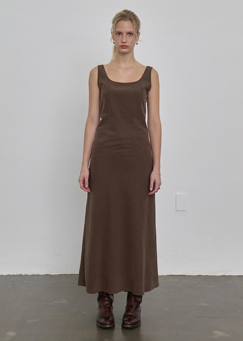 tencel sleeveless dress_brown