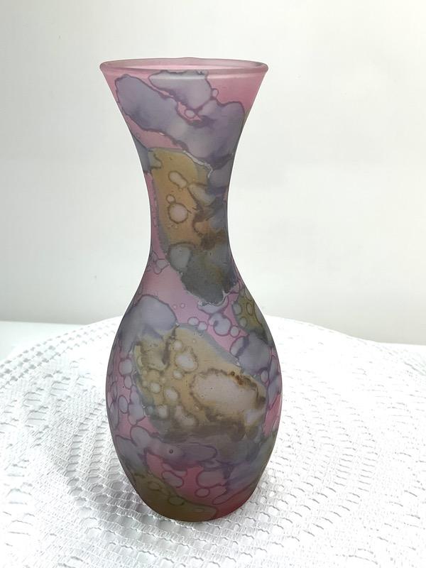 Ilanit 핸드페인트 글라스 베이스  Ilanit Hand Painted Glass Vase circa 1950