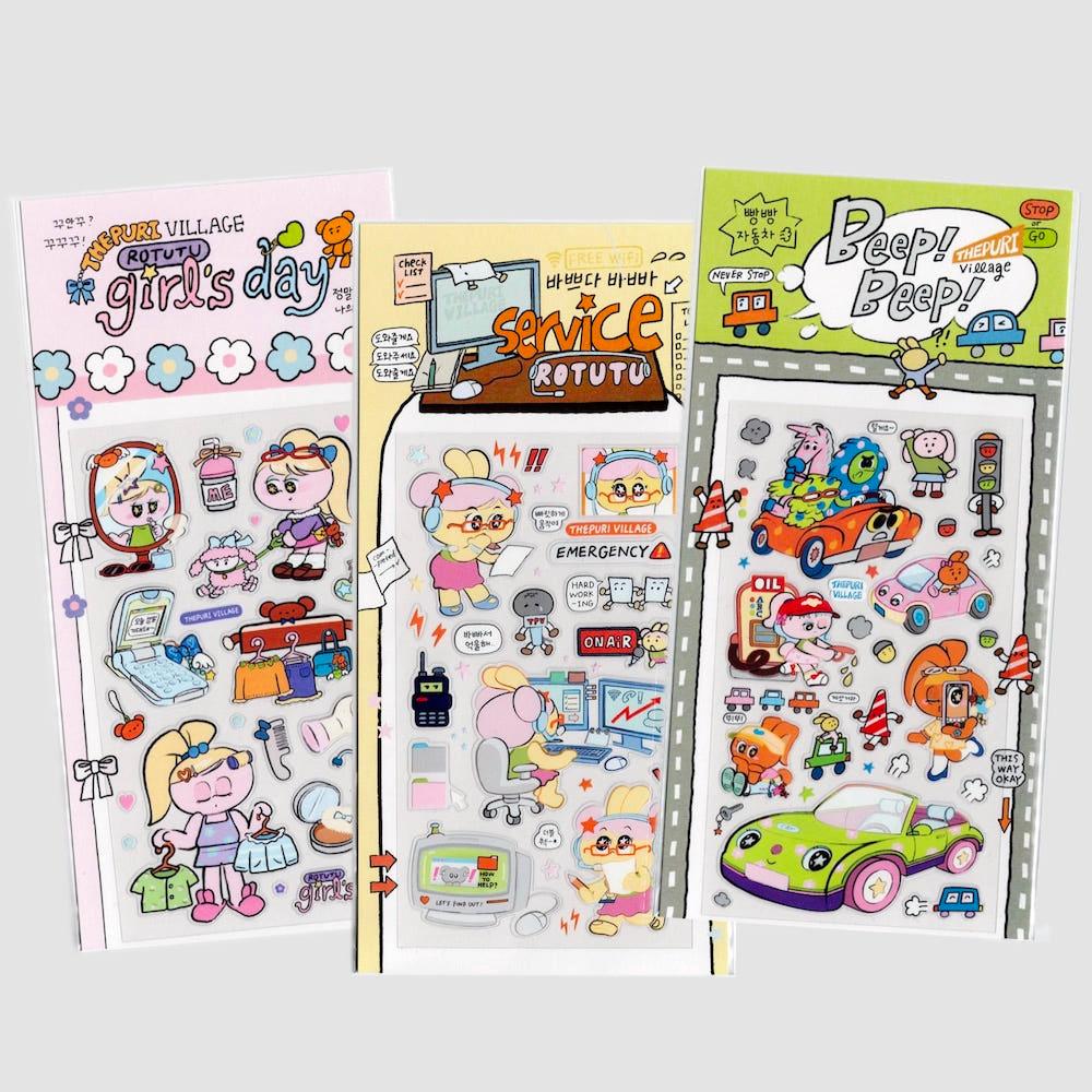 더푸리빌리지 쫀쫀무광투명 스티커 ver.2 3종선택