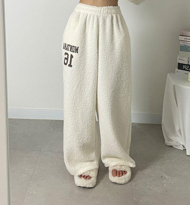(*한파거뜬*) 몬타나 양털 겨울 바지 와이드 팬츠 빅사이즈 루즈핏 수면 오버핏 잠옷 파자마 일자 뽀글이 팬츠
