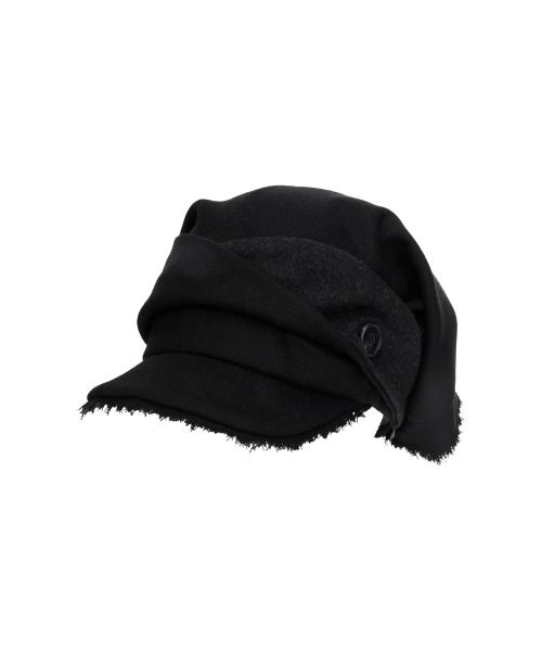 Scarf Veil Wool Cap / Black