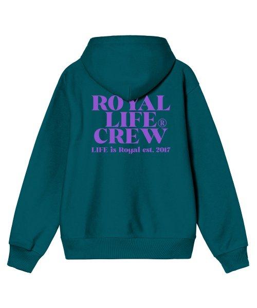 RLPH1008 크루 백로고 기모 후드티 - 그린