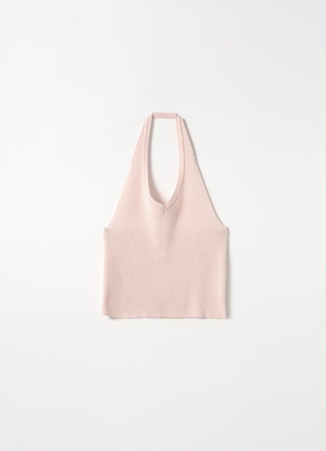 Clea Halter-Neck Tank Top(Soft Pink)