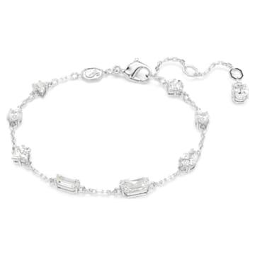 Mesmera bracelet, Mixed cuts, Scattered design, White, Rhodium plated