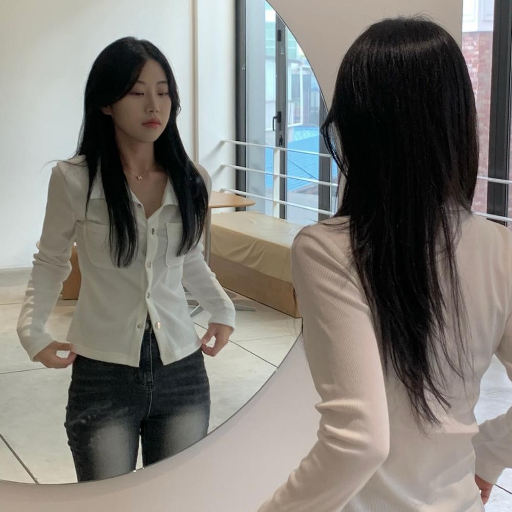 [그레이 당일배송🚀]슬림 골지 카라셔츠