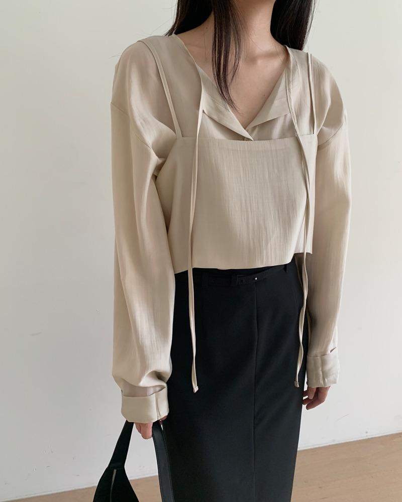 tencel tie blouse (2colors)
