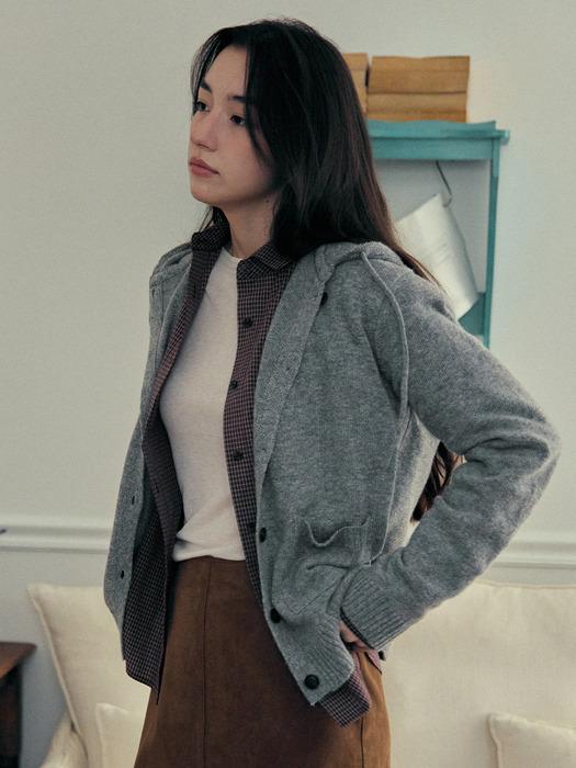 [단독] COLIN HOOD KNIT CARDIGAN_MELANGE GREY