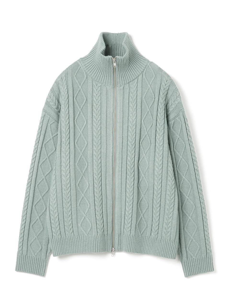 New Pretzel Knit Zip-Up [Mint Gray]