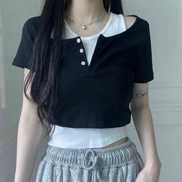 특가세일! [누적1만장][꾸안꾸] urban layered crop tee