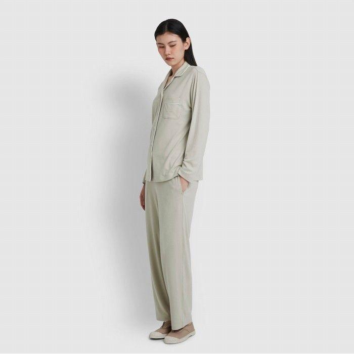 [온마음설]JAJU 여 발열온감 파자마 세트_카키그레이