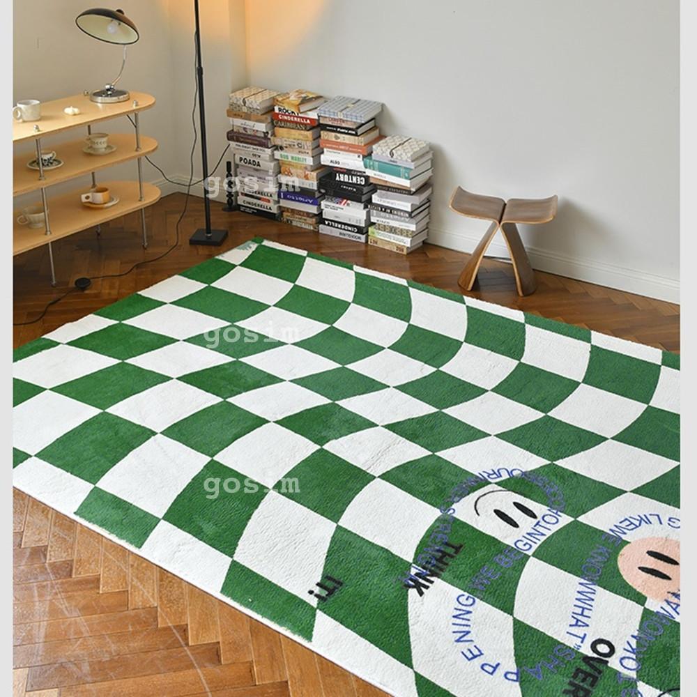 체커보드 스마일 대형 러그 거실 4color
