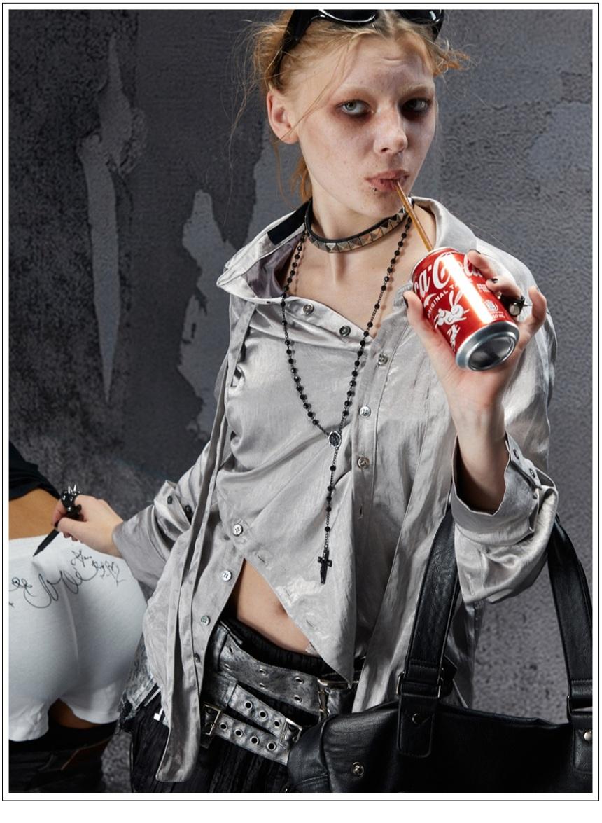 FULLTIDE  Punk Slim Triacetate Deconstructed Shirt