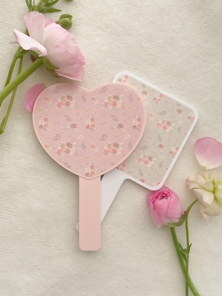 [로맨틱무드] 코티지 플라워 하트 스퀘어 핸드 미러