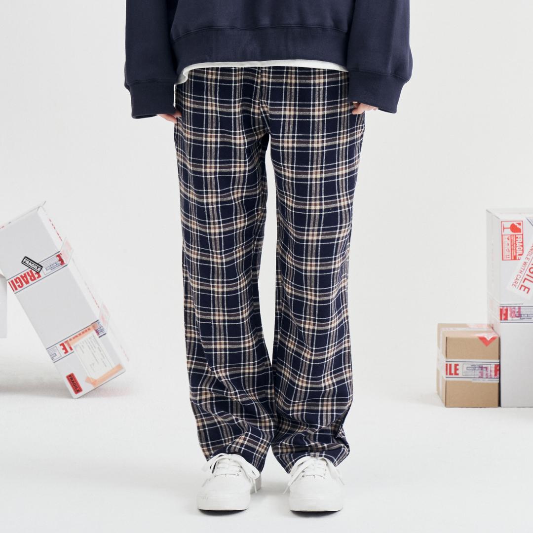 recon check pants (dark navy)