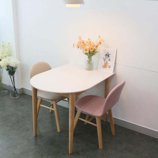 2인용 반타원형 세라믹 원목 식탁 테이블 1000