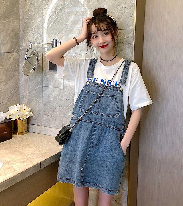 D100-5 카더프 빅사이즈 청멜빵 원피스 44-120