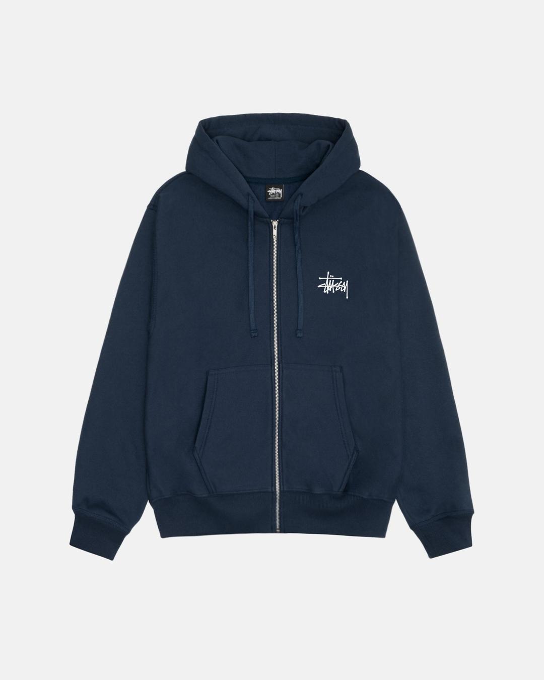 BASIC STÜSSY ZIP HOODIE - Navy / S