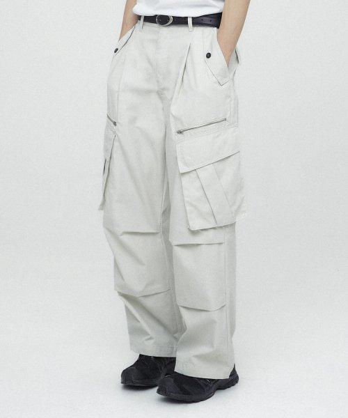 맥시 와이드 카고 유틸팬츠 [라이트그레이]