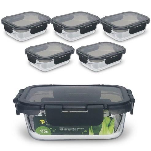 뉴락 내열오븐글라스 직사각 밀폐용기 370ml, 용기 + 뚜껑, 6개 - 밀폐용기/세트 | 쿠팡