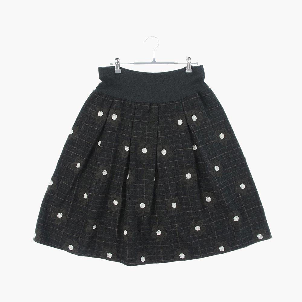 울 밴딩 플라워 스커트 여자 36cm