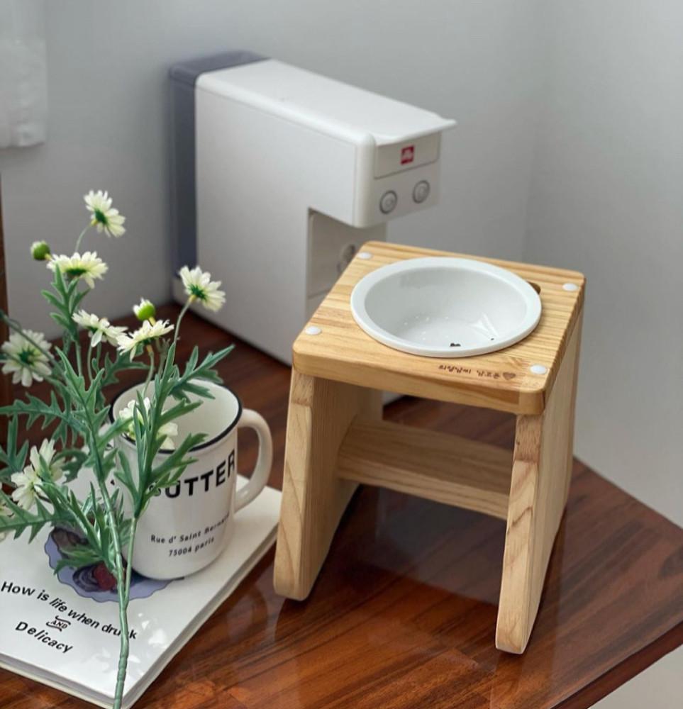 캣토피아 높은 키다리용 강아지 밥그릇 고양이 원목식탁 1구 16cm