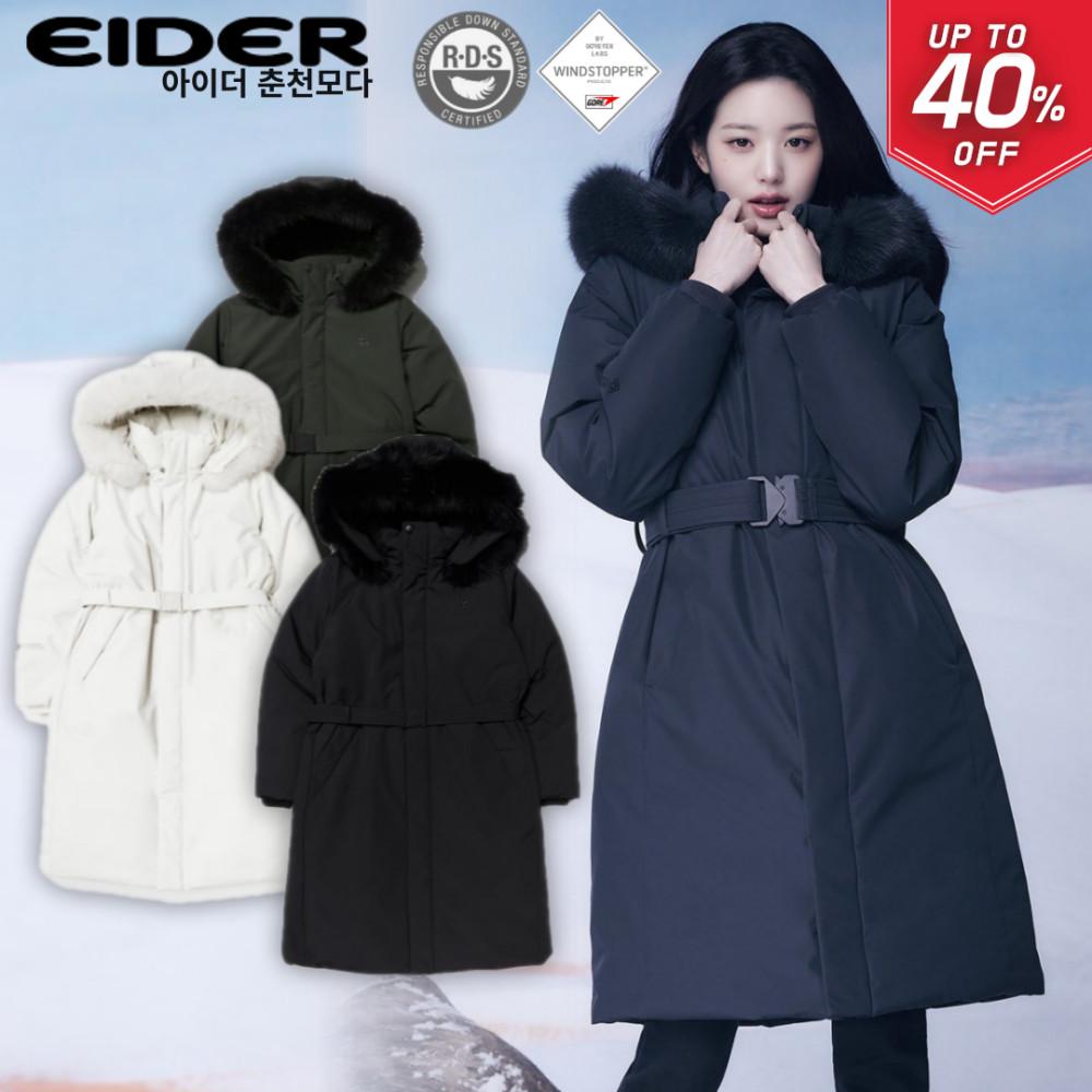 아이더 장원영 롱패딩 역시즌 여성 윈드스토퍼 폭스퍼 트리밍 라헨느 롱 다운 자켓